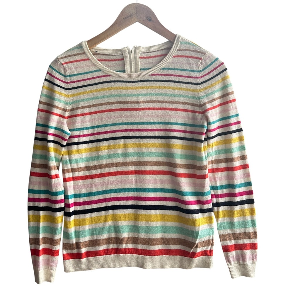Talbots Cashmere‎ Blend Sweater Knit Striped Crewneck Colorful Pullover XS Fall